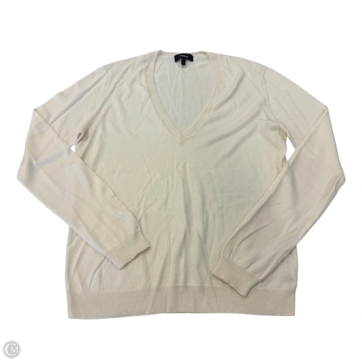 Top Long Sleeve Basic By Theory In Cream, Size: L