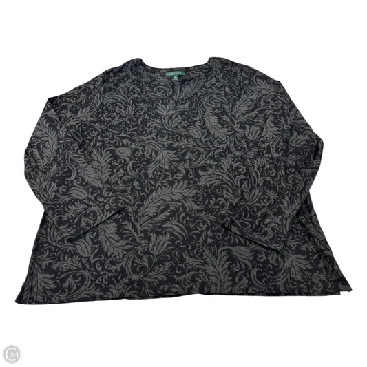 Top Long Sleeve By Lauren By Ralph Lauren In Black & Grey, Size: 3x