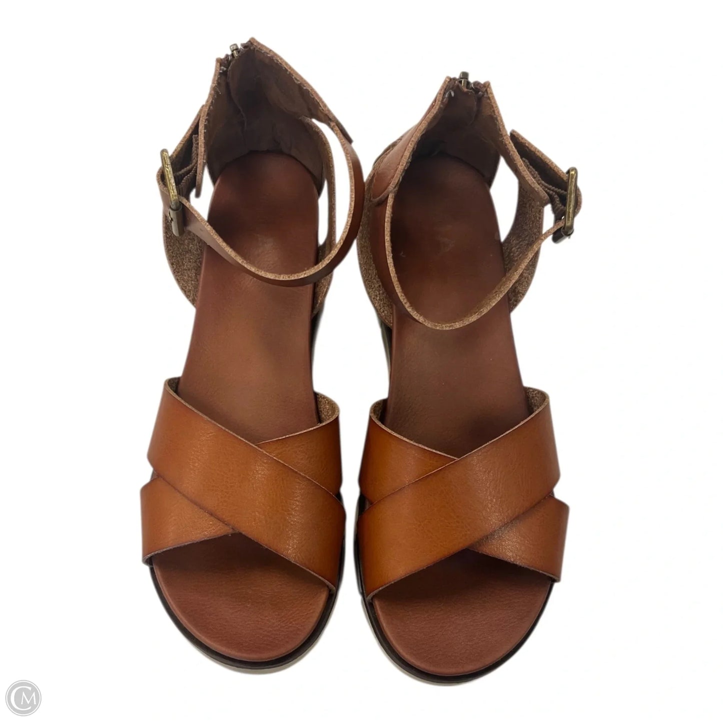 Sandals Heels Wedge By Boc In Brown, Size: 10