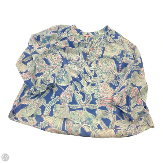 Top Long Sleeve Designer By Lilly Pulitzer In Blue & Pink, Size: Xl