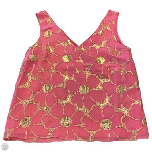 Top Sleeveless Designer By Lilly Pulitzer In Gold & Pink, Size: L
