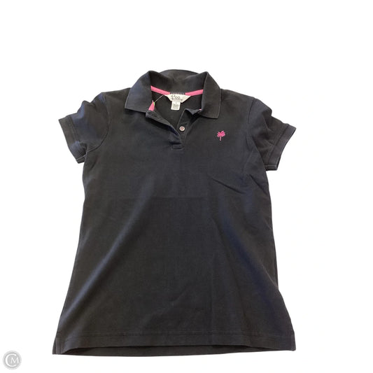 Top Short Sleeve Designer By Lilly Pulitzer In Black & Pink, Size: S