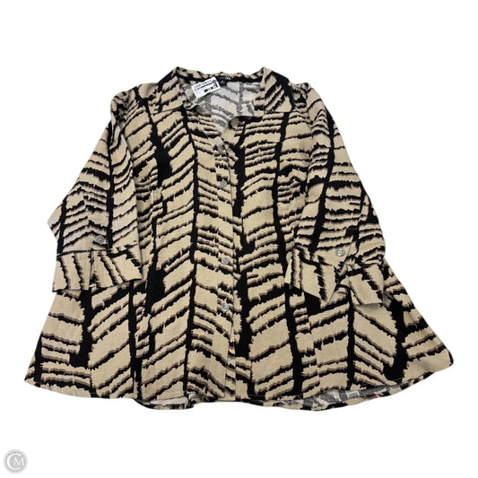 Top 3/4 Sleeve By East 5th In Black & Brown, Size: 2x