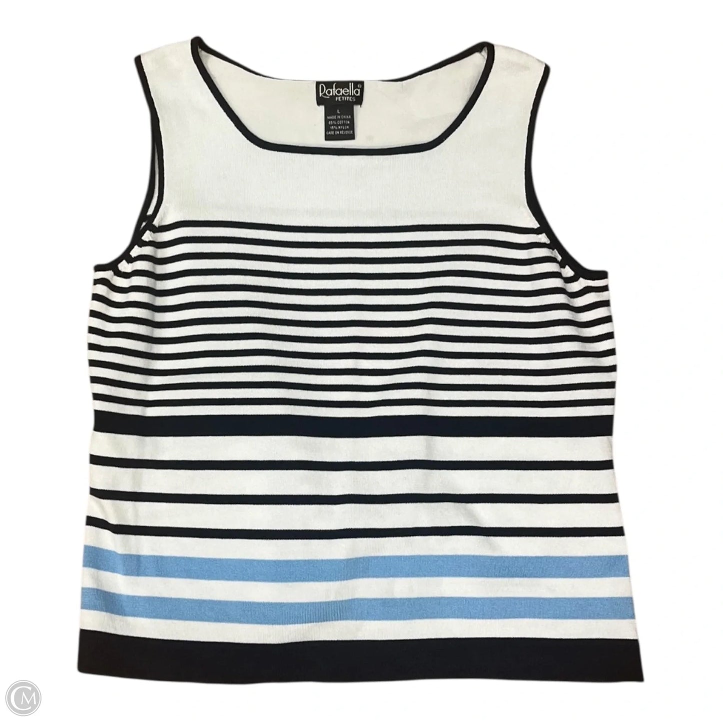 Top Sleeveless By Rafaella In Striped Pattern, Size: L