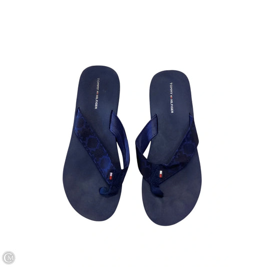 Sandals Flip Flops By Tommy Hilfiger In Navy, Size: 8