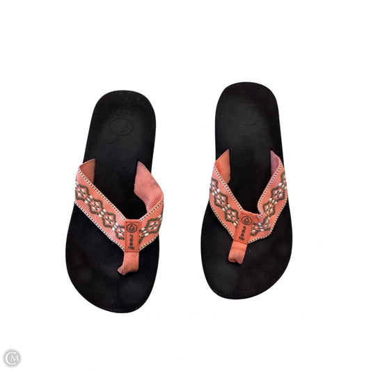 Sandals Flip Flops By Reef In Black & Pink, Size: 9
