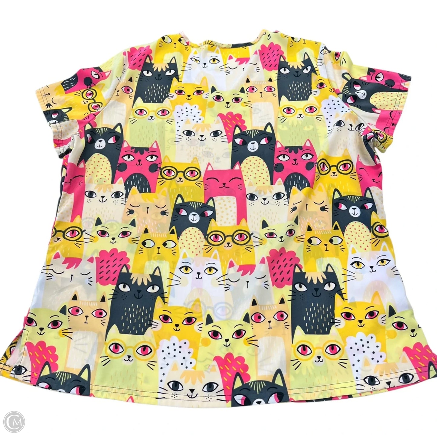Top Short Sleeve By Clothes Mentor In Pink & Yellow, Size: L