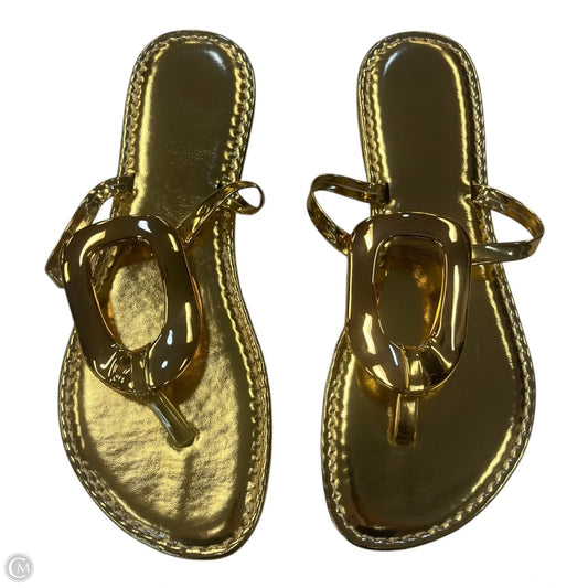 Sandals Flip Flops By Clothes Mentor In Gold, Size: 8