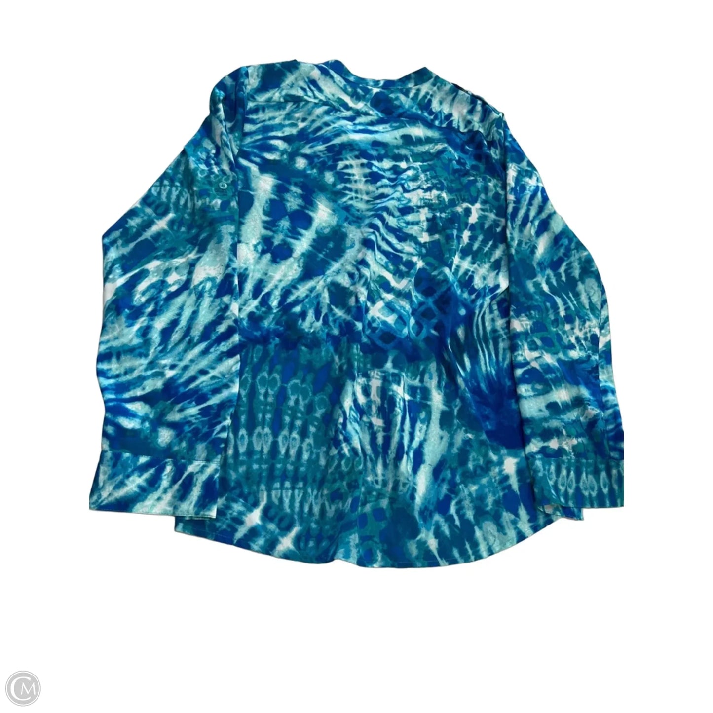 Top Long Sleeve By Calvin Klein In Blue & White, Size: M