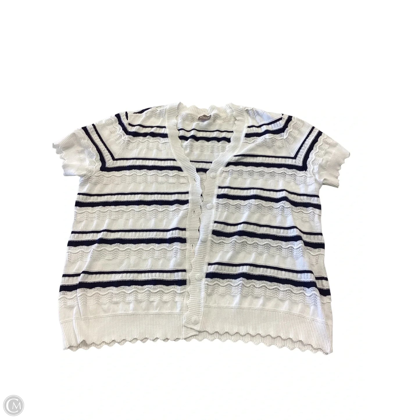 Cardigan By Chicos In Striped Pattern, Size: L