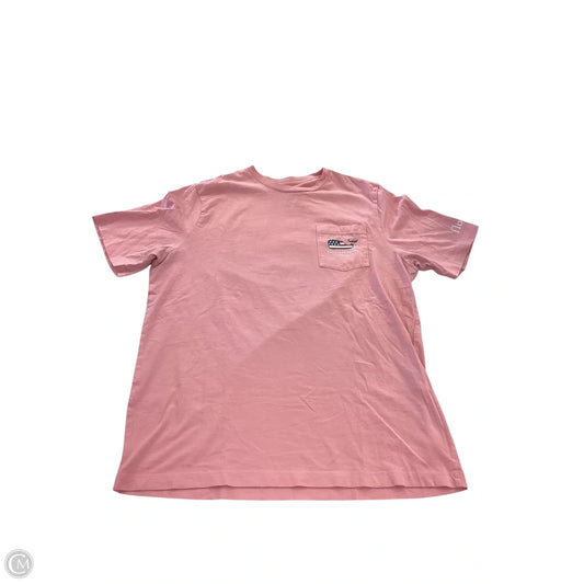 Top Short Sleeve By Vineyard Vines In Blue & Pink, Size: Xl