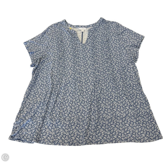 Top Short Sleeve By J. Jill In Blue & White, Size: 3x