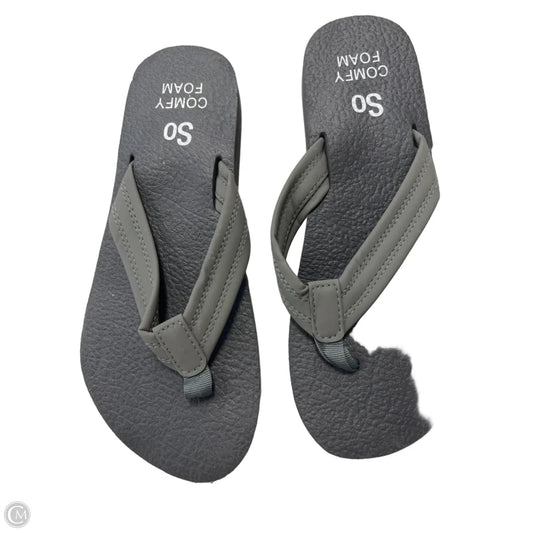 Sandals Flip Flops By So In Grey, Size: 8
