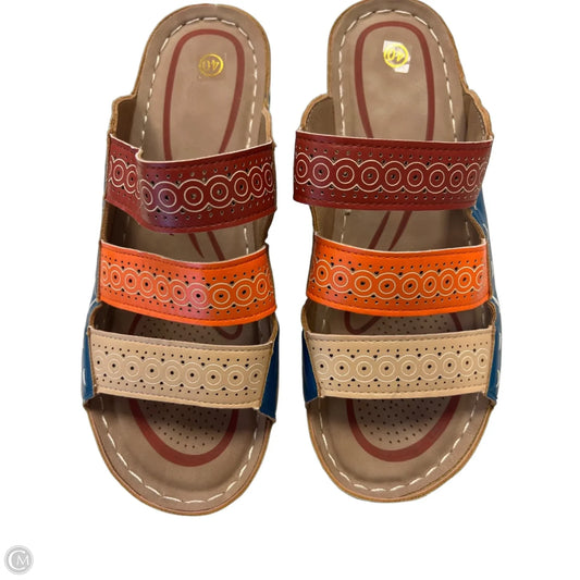 Sandals Heels Wedge By Clothes Mentor In Multi-colored, Size: 9.5