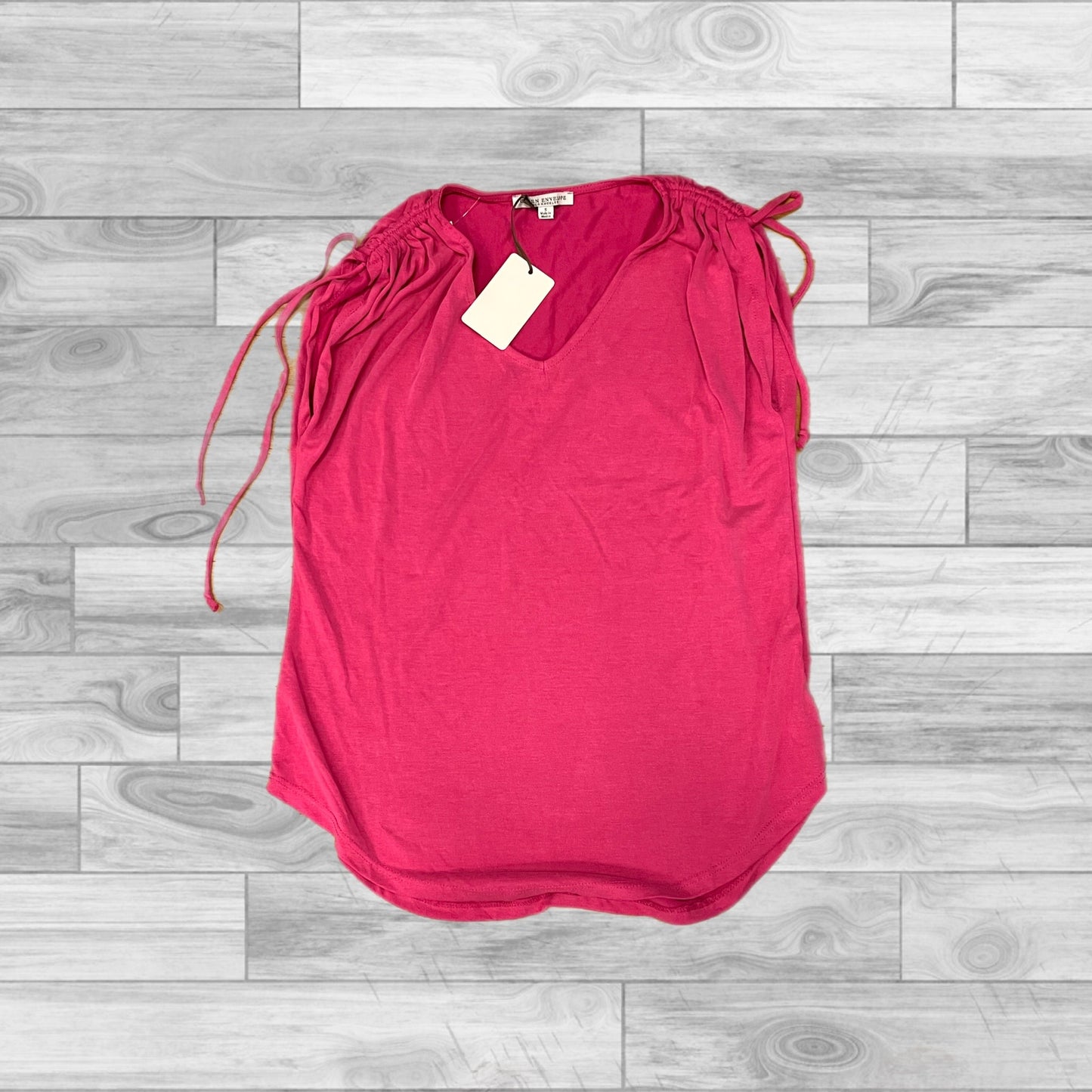 Pink Top Short Sleeve Green Envelope, Size S