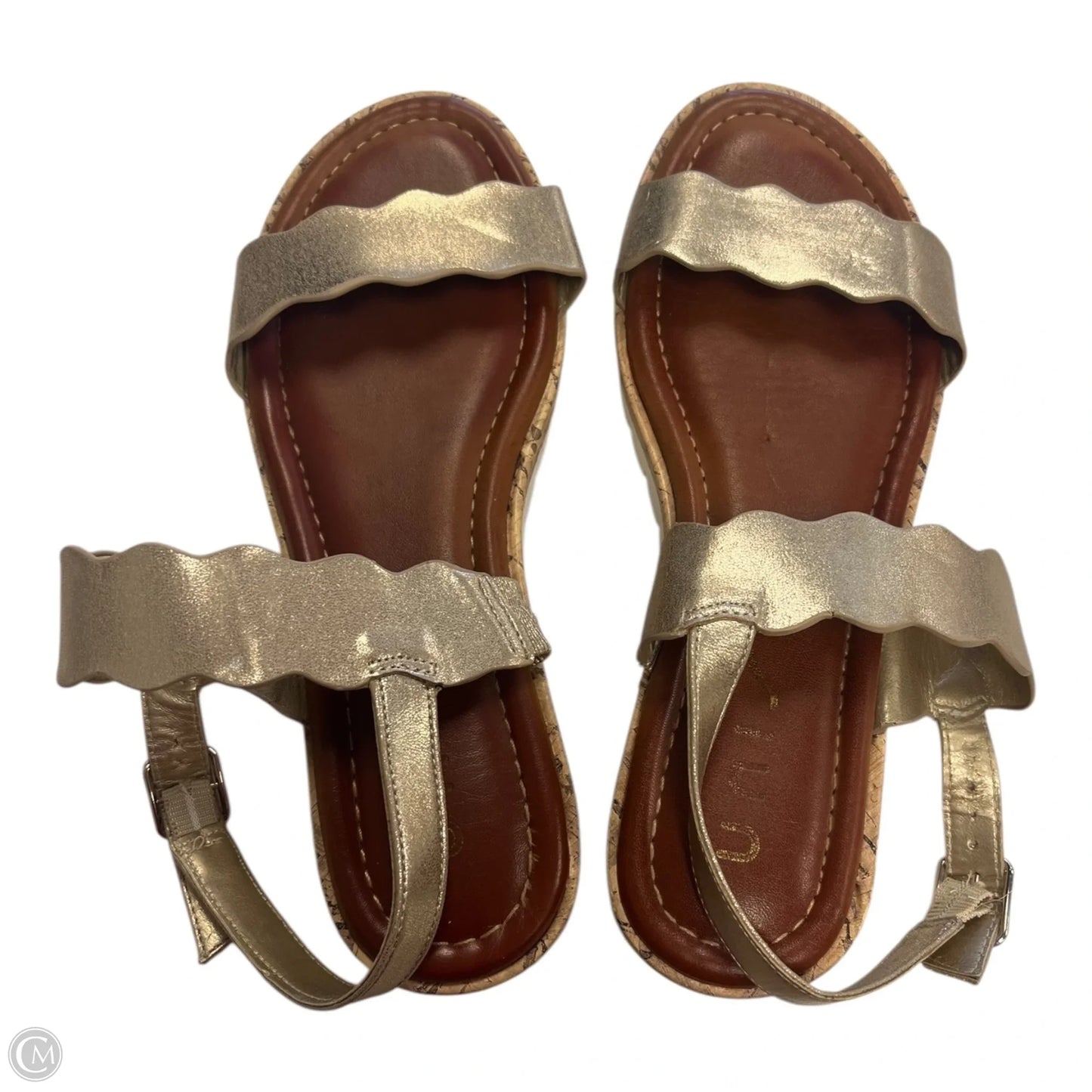 Sandals Heels Platform By Unisa In Gold, Size: 8