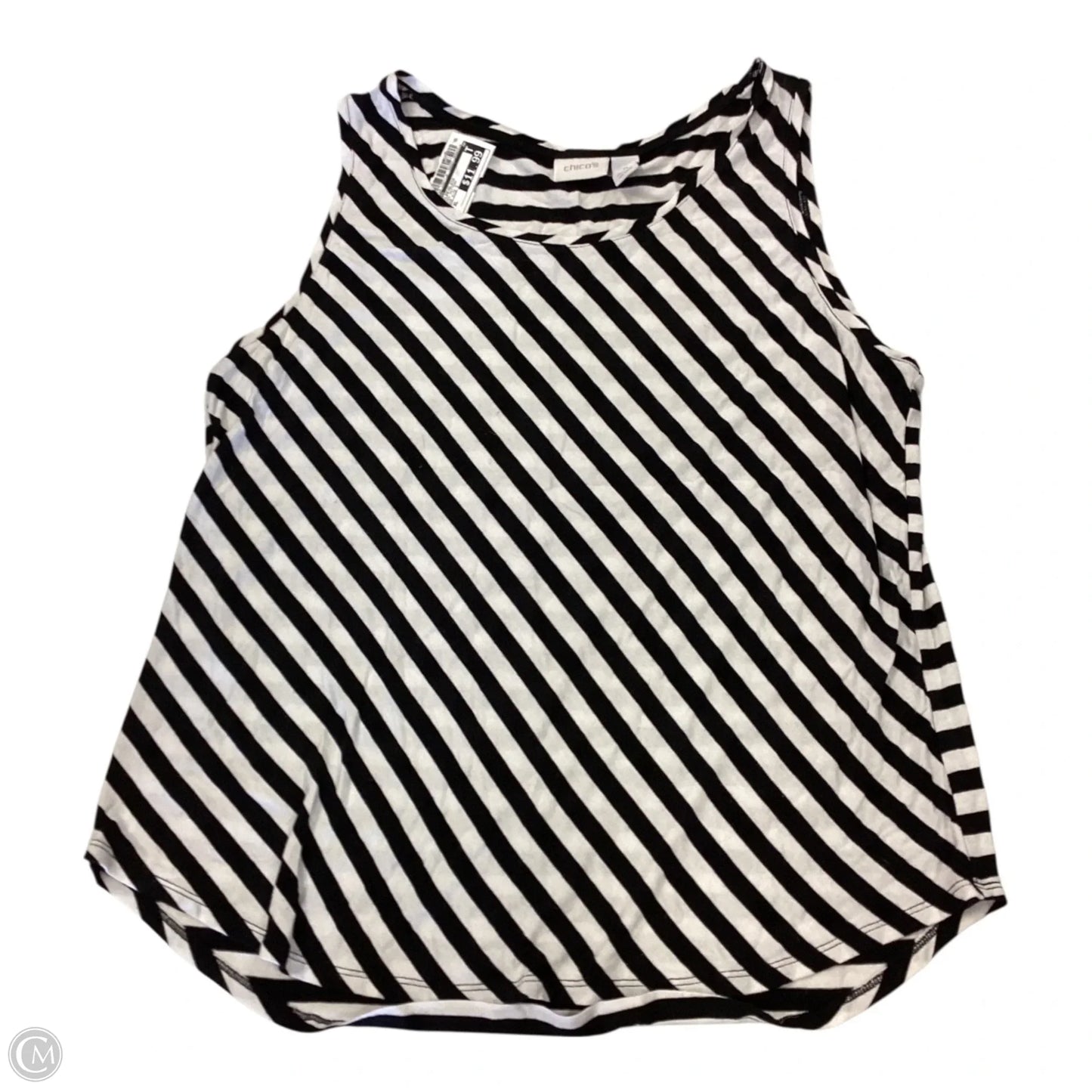 Top Sleeveless By Chicos In Striped Pattern, Size: Xl