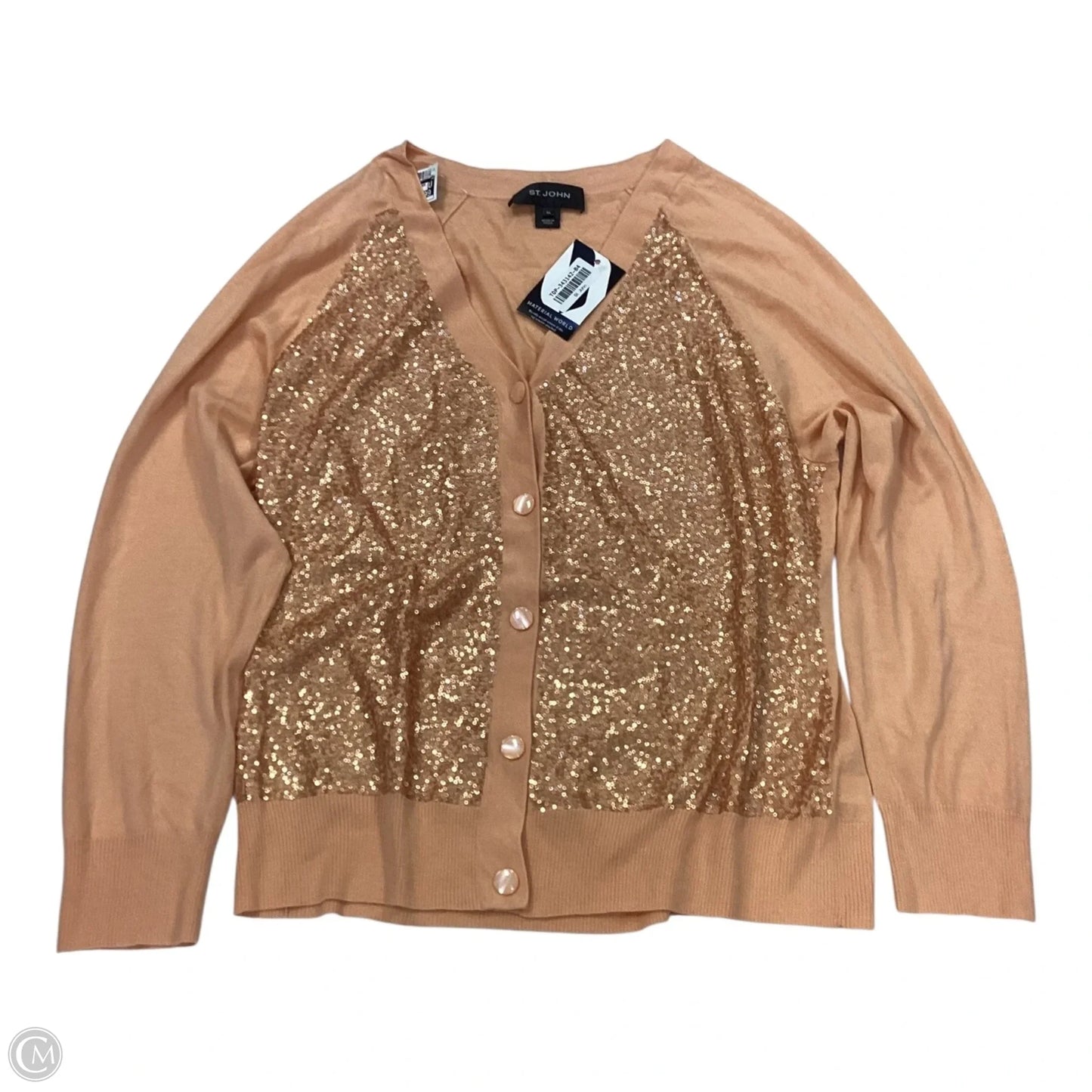 Cardigan Luxury Designer By St John Collection In Orange, Size: Xl