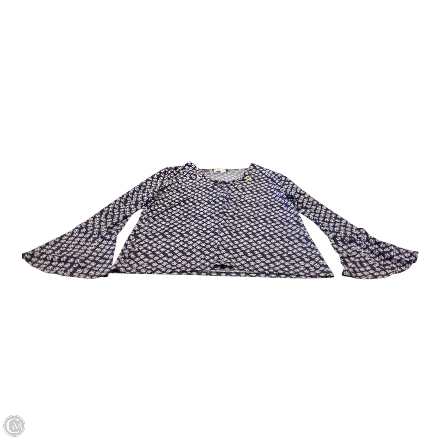 Top Long Sleeve By Michael By Michael Kors In Blue & White, Size: Xl