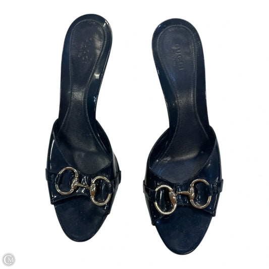 Shoes Luxury Designer By Gucci In Navy, Size: 8.5