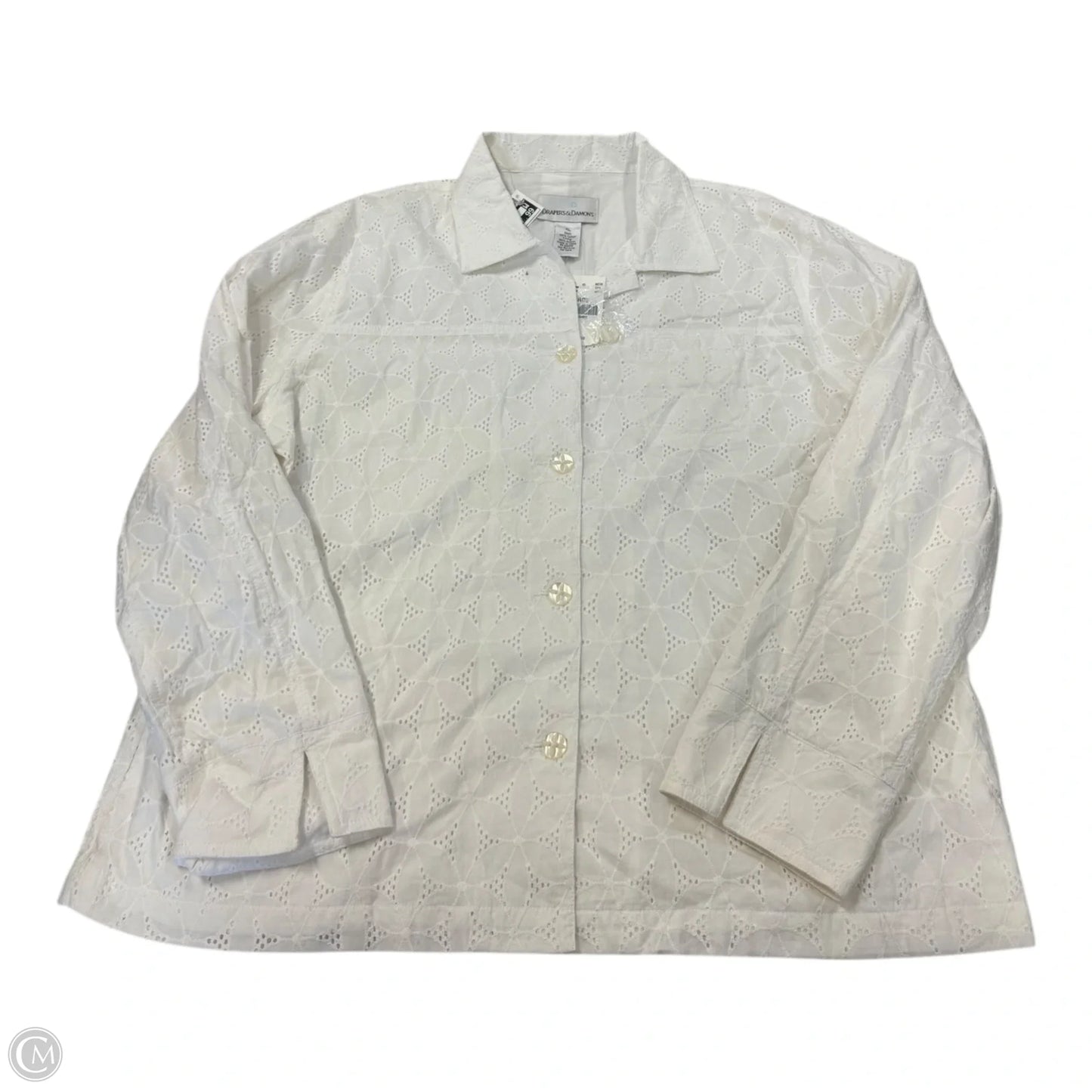 Jacket Shirt By Clothes Mentor In White, Size: Xl