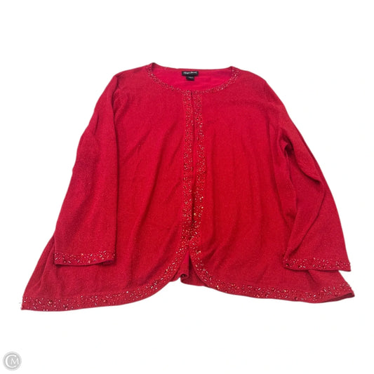 Cardigan By Maggie Barnes In Red, Size: 2x