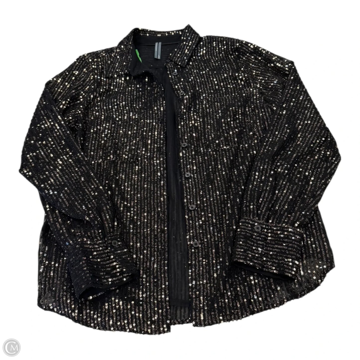 Top Long Sleeve By Anthropologie In Black & Gold, Size: L