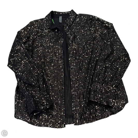 Top Long Sleeve By Anthropologie In Black & Gold, Size: L