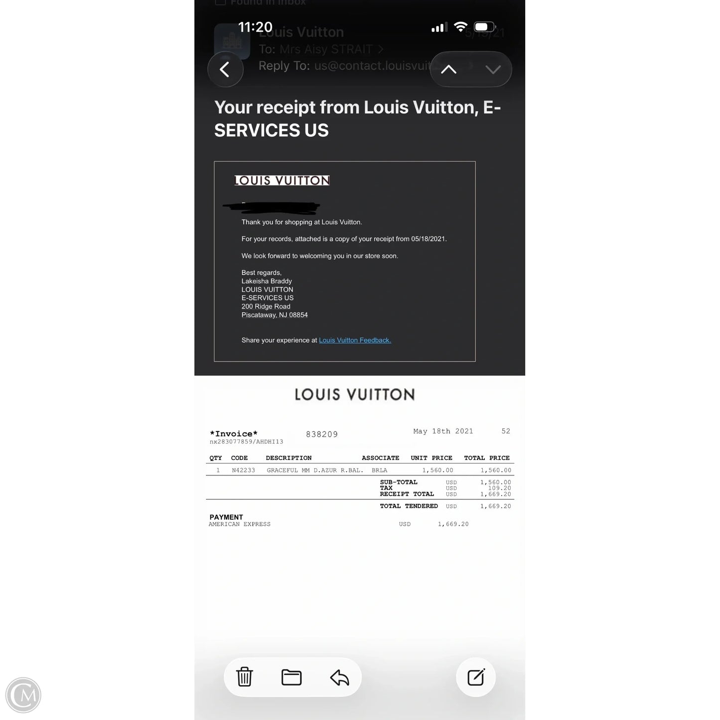 Handbag Luxury Designer By Louis Vuitton, Size: Large