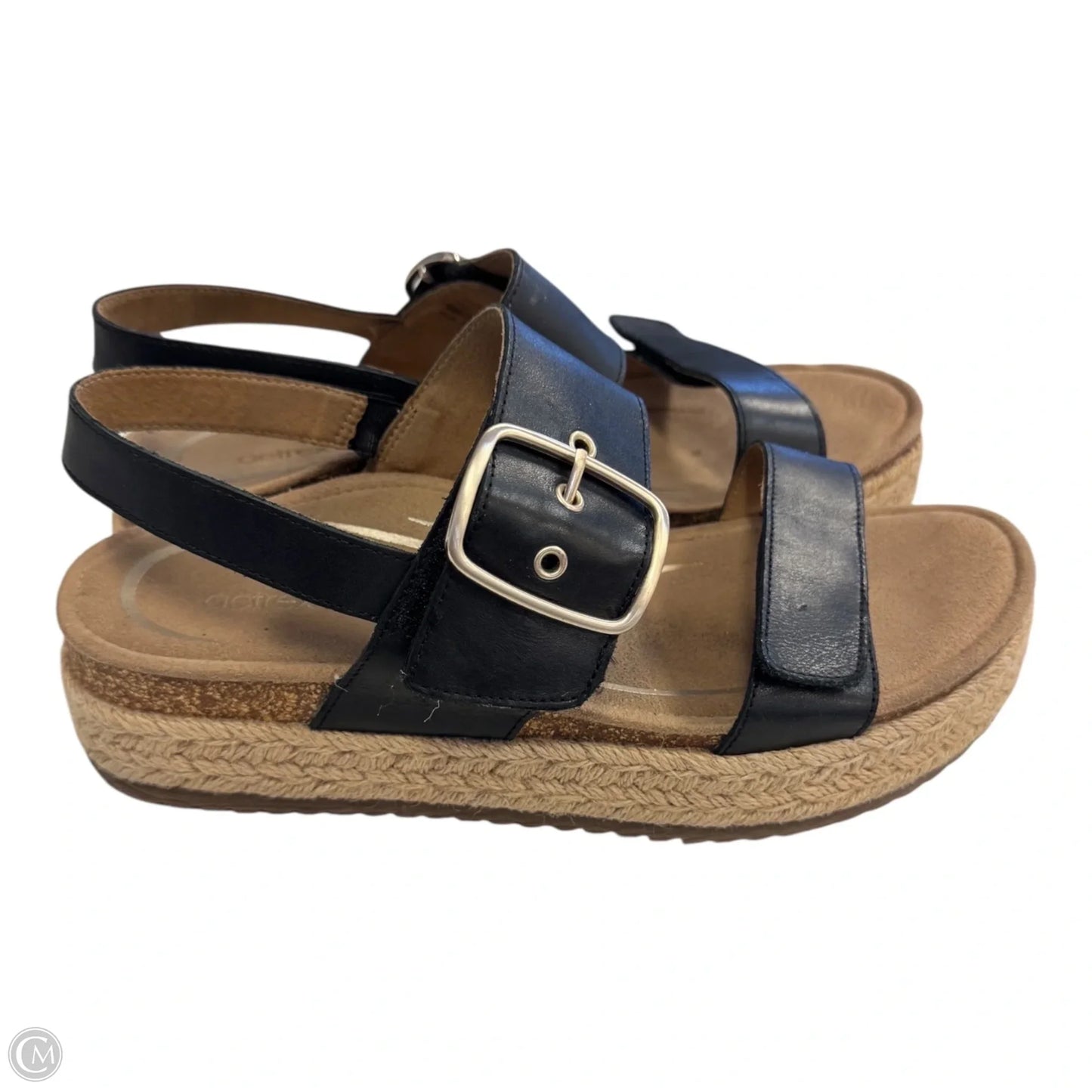 Sandals Heels Block By Aetrex In Black, Size: 8.5