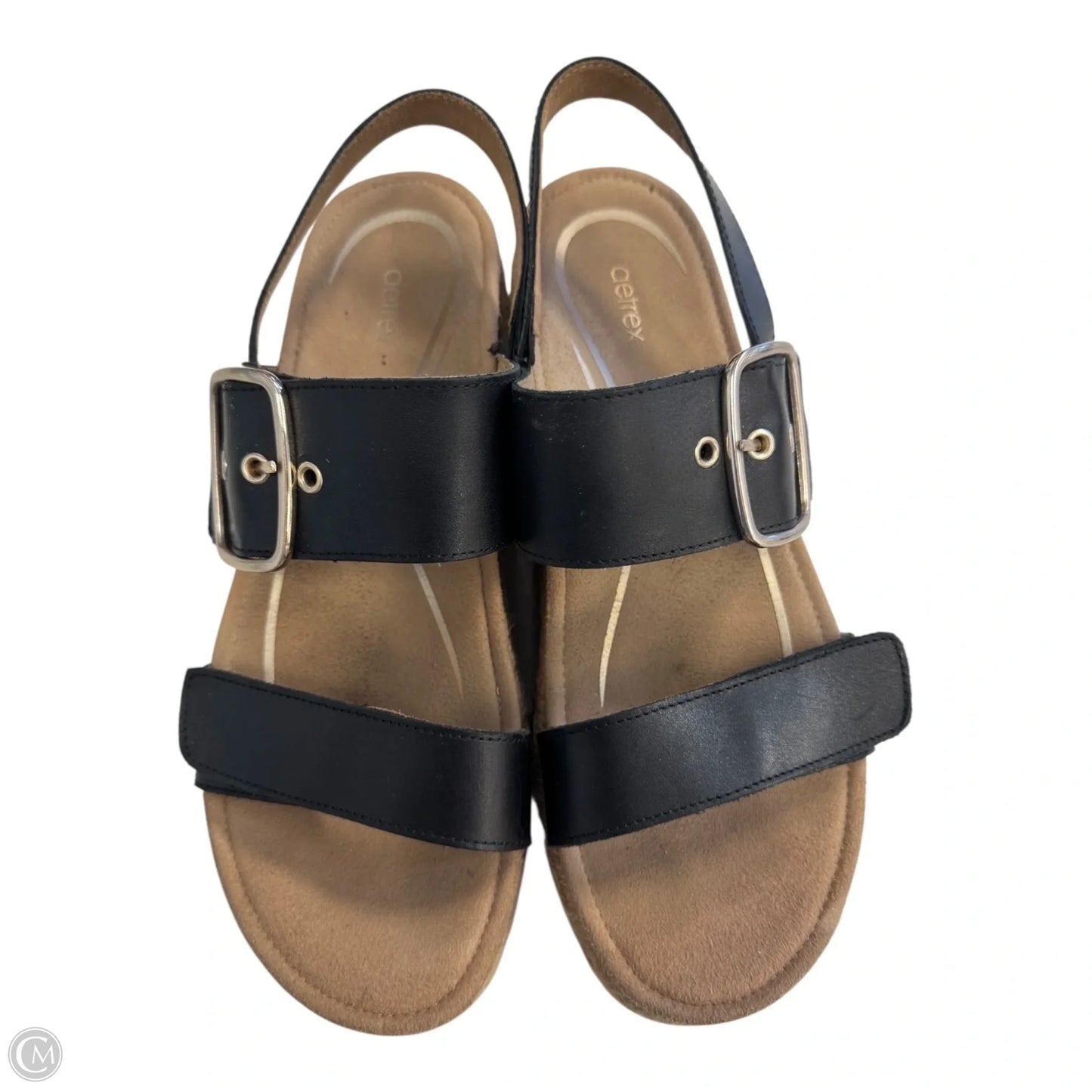 Sandals Heels Block By Aetrex In Black, Size: 8.5