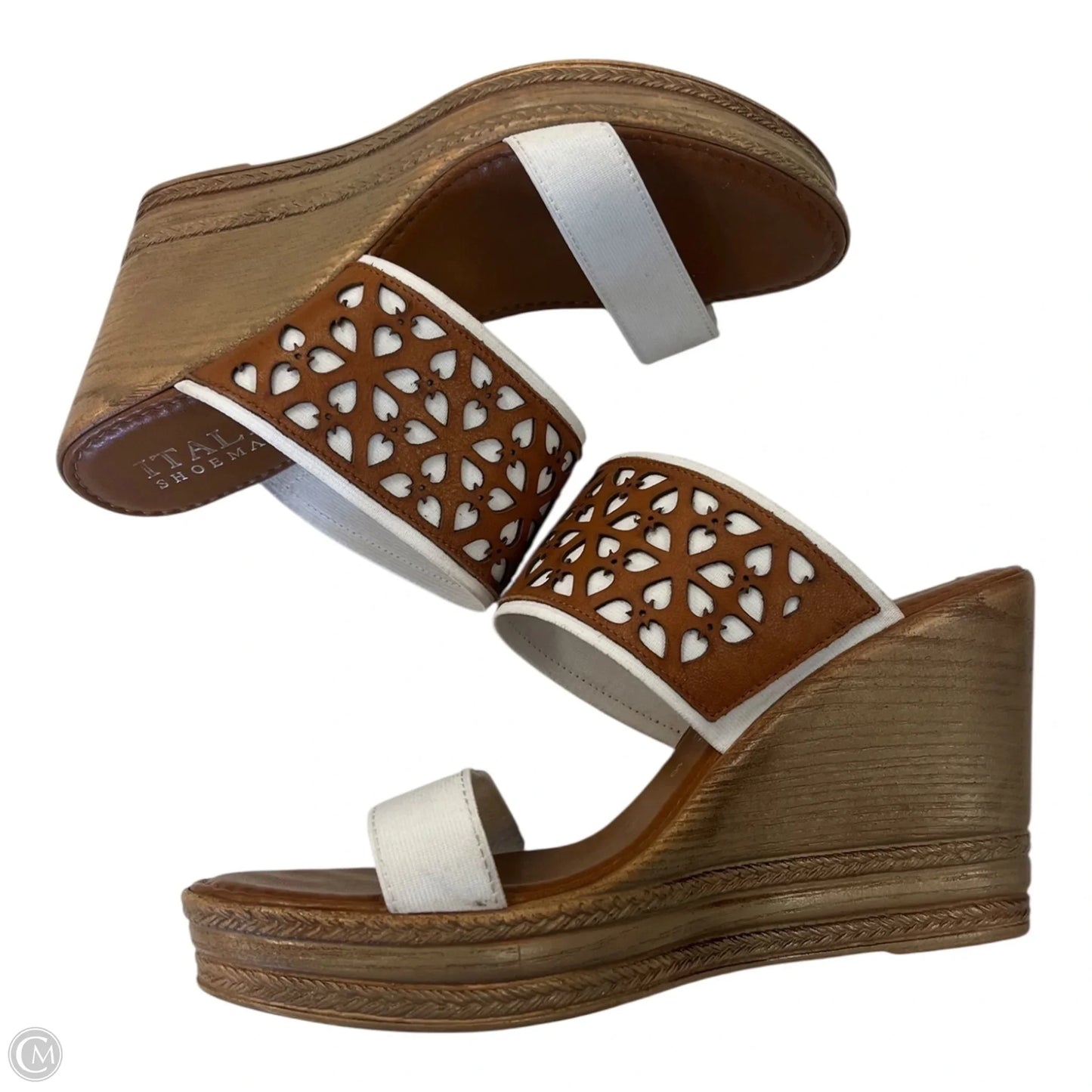 Sandals Heels Wedge By Italian Shoemakers In Brown, Size: 8