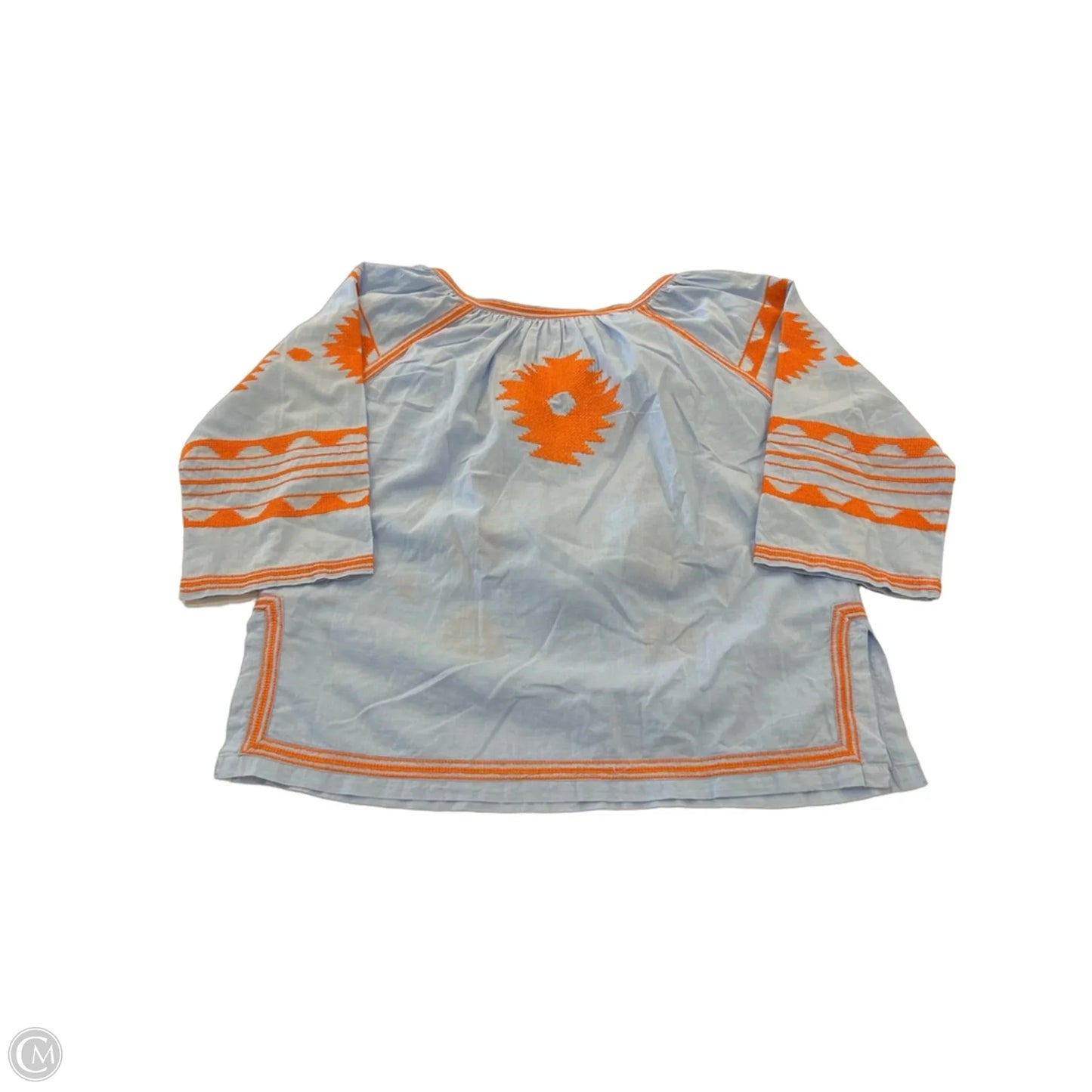 Top 3/4 Sleeve By Gretchen Scott In Blue & Orange, Size: S