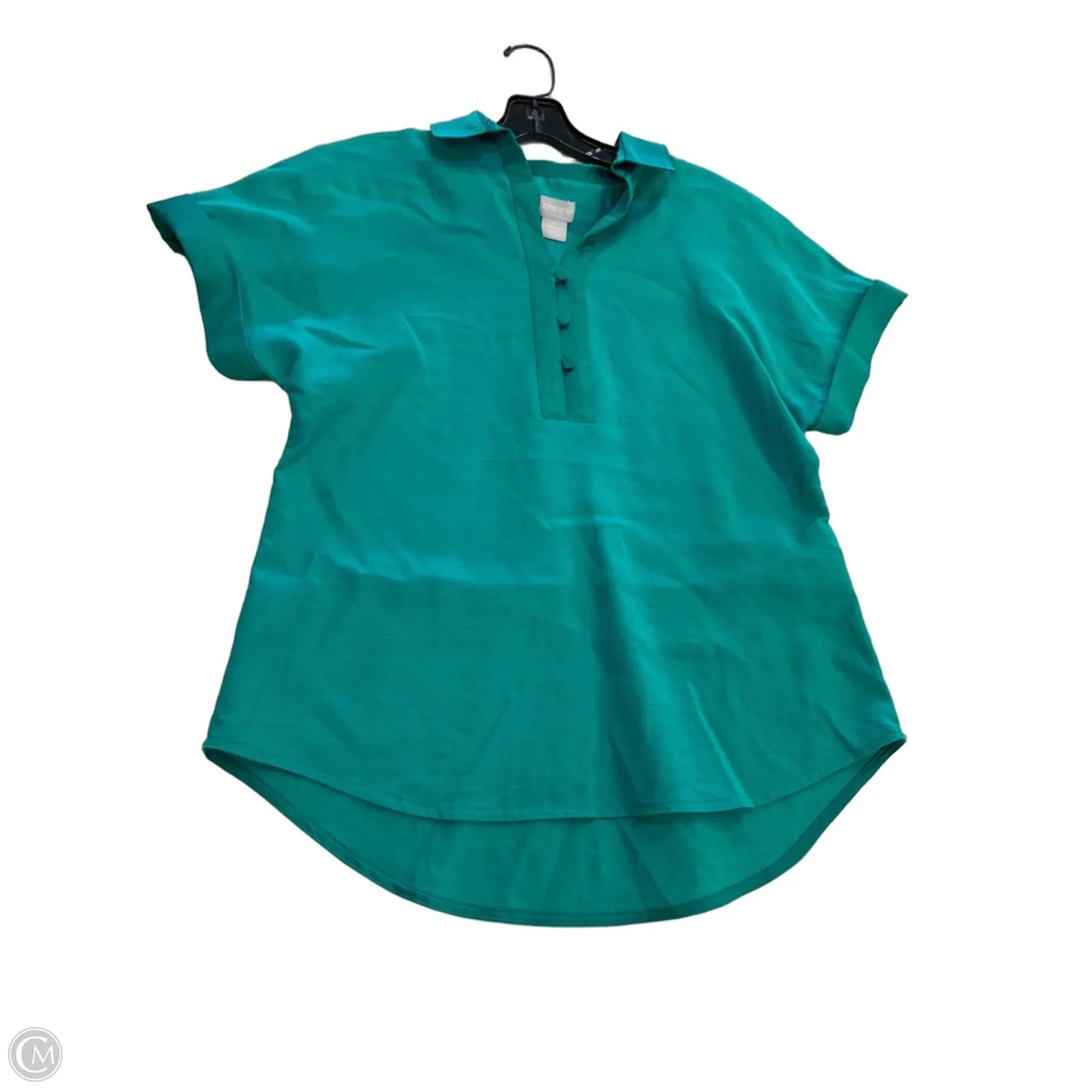 Blouse Short Sleeve By Chicos In Green, Size: S