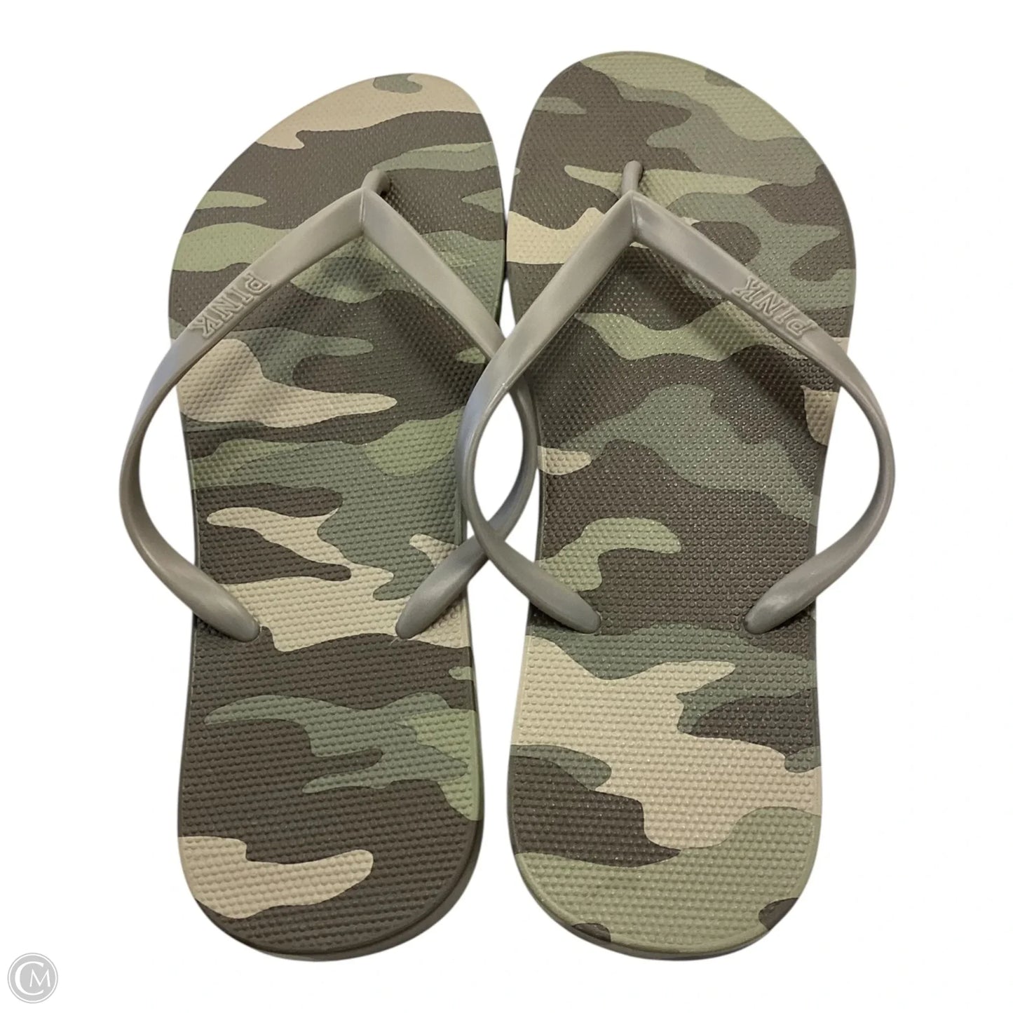 Sandals Flip Flops By Pink In Green, Size: 8.5