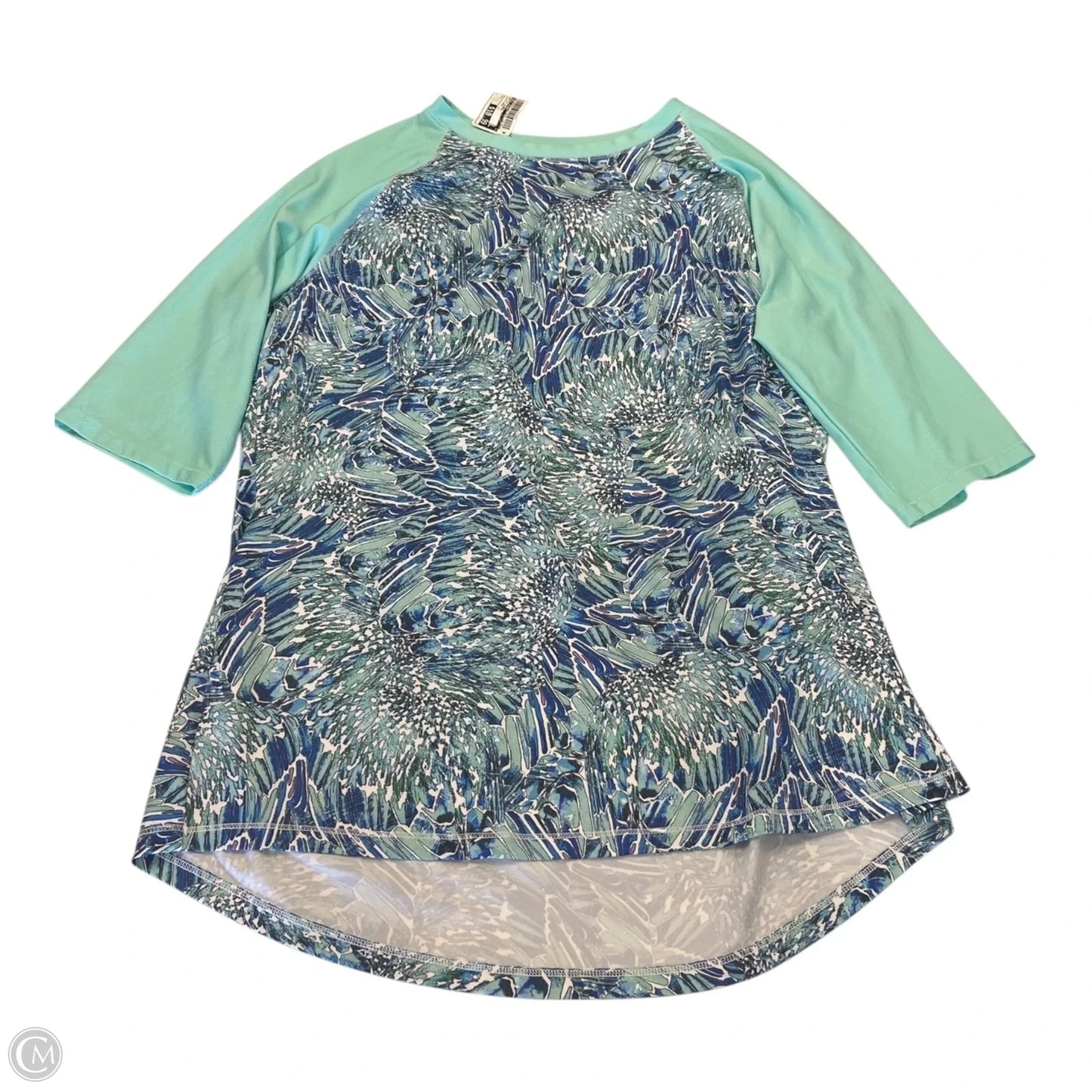 Top 3/4 Sleeve By Reel Legends In Blue & Green, Size: L