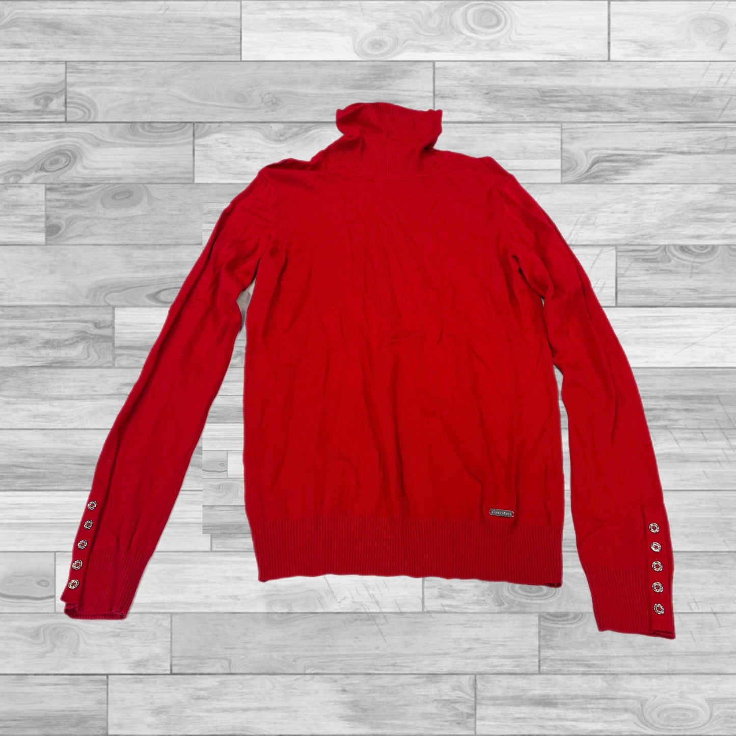 Top Long Sleeve By Calvin Klein In Red, Size: Xs