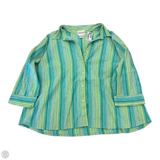 Top 3/4 Sleeve By Cj Banks In Green, Size: 2x