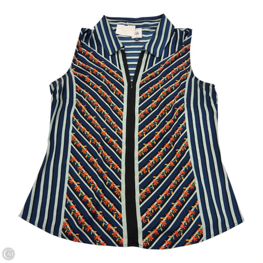 Top Sleeveless By Cabi In Striped Pattern, Size: M