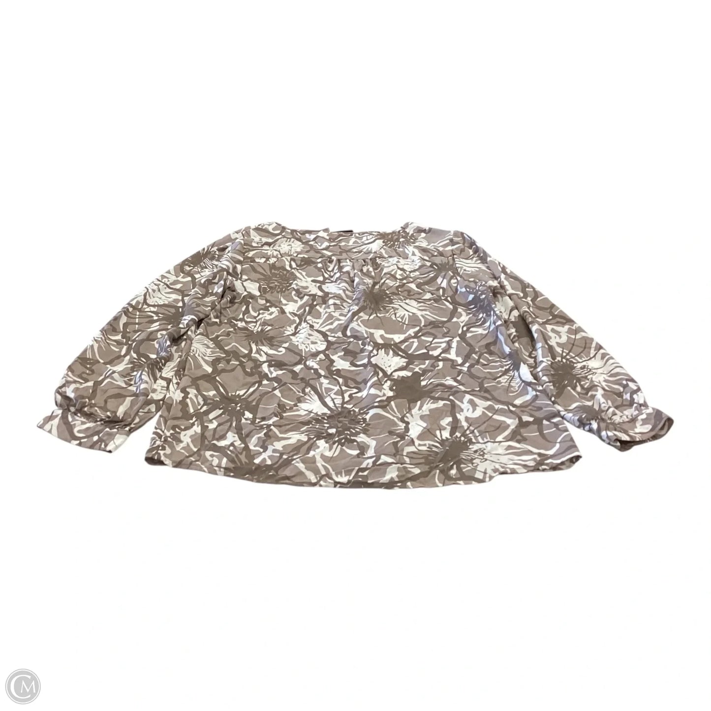 Top Long Sleeve By Chicos In Brown & White, Size: S