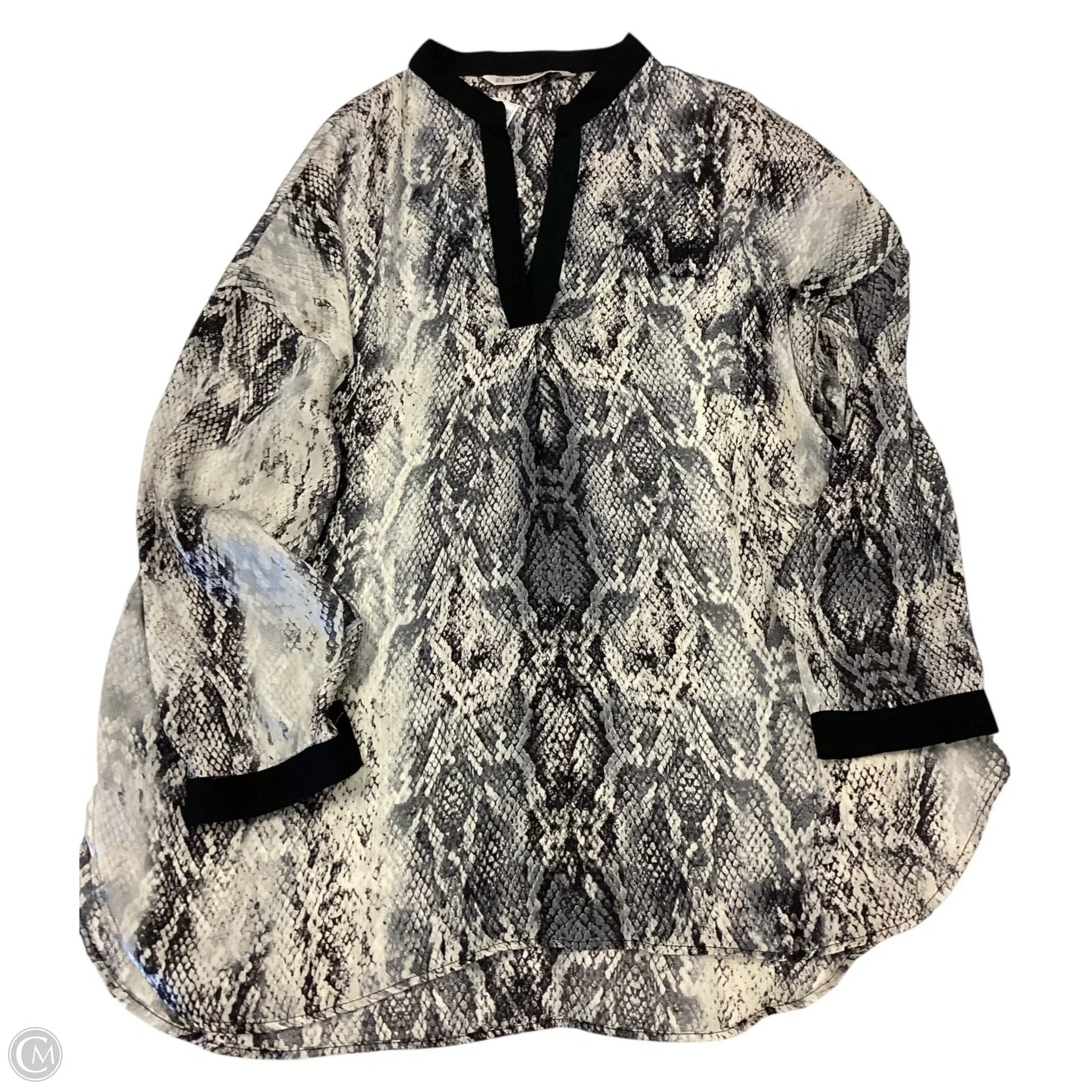 Top Long Sleeve By Zara Basic In Snakeskin Print, Size: Xl