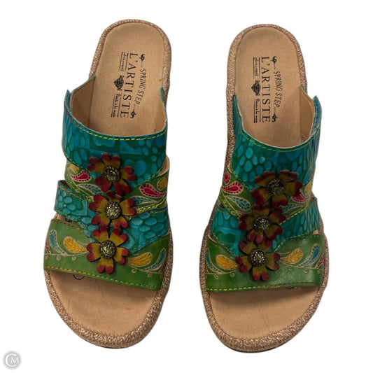 Sandals Heels Block By L Agence In Green, Size: 7.5