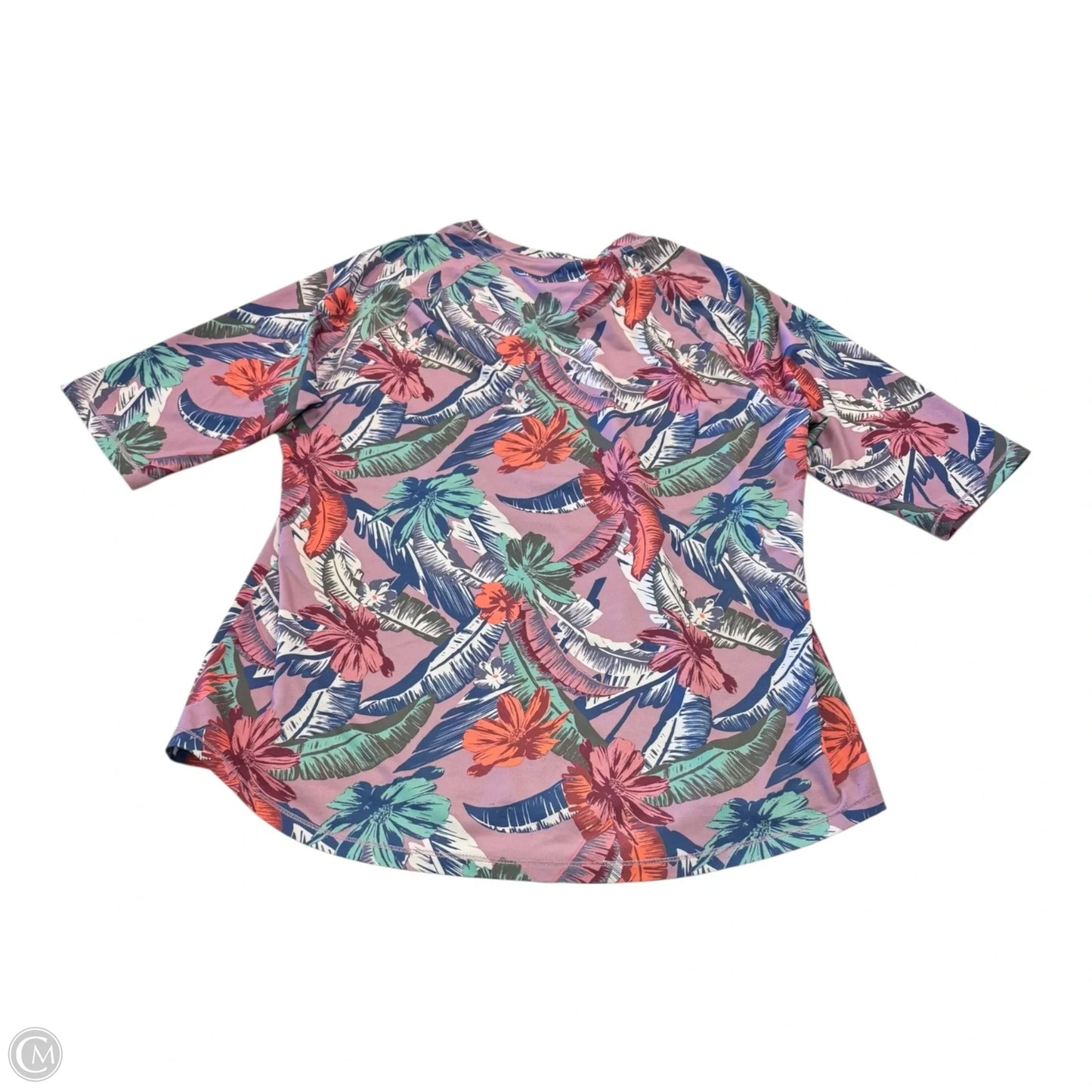 Top Short Sleeve By Reel Legends In Tropical Print, Size: L