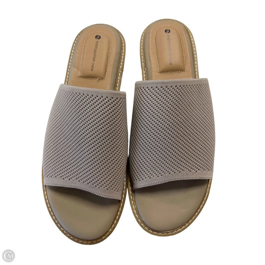 Sandals Heels Wedge By Metropolitan In Tan, Size: 9