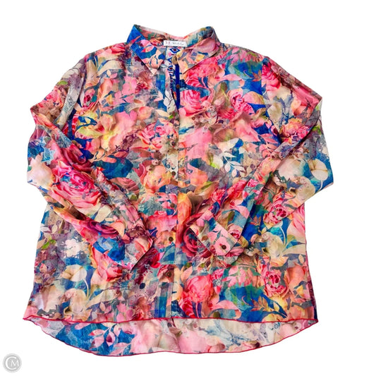 Blouse Long Sleeve By Johnny Was In Floral Print, Size: M