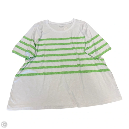 Top Short Sleeve By Lane Bryant In Green & White, Size: 22