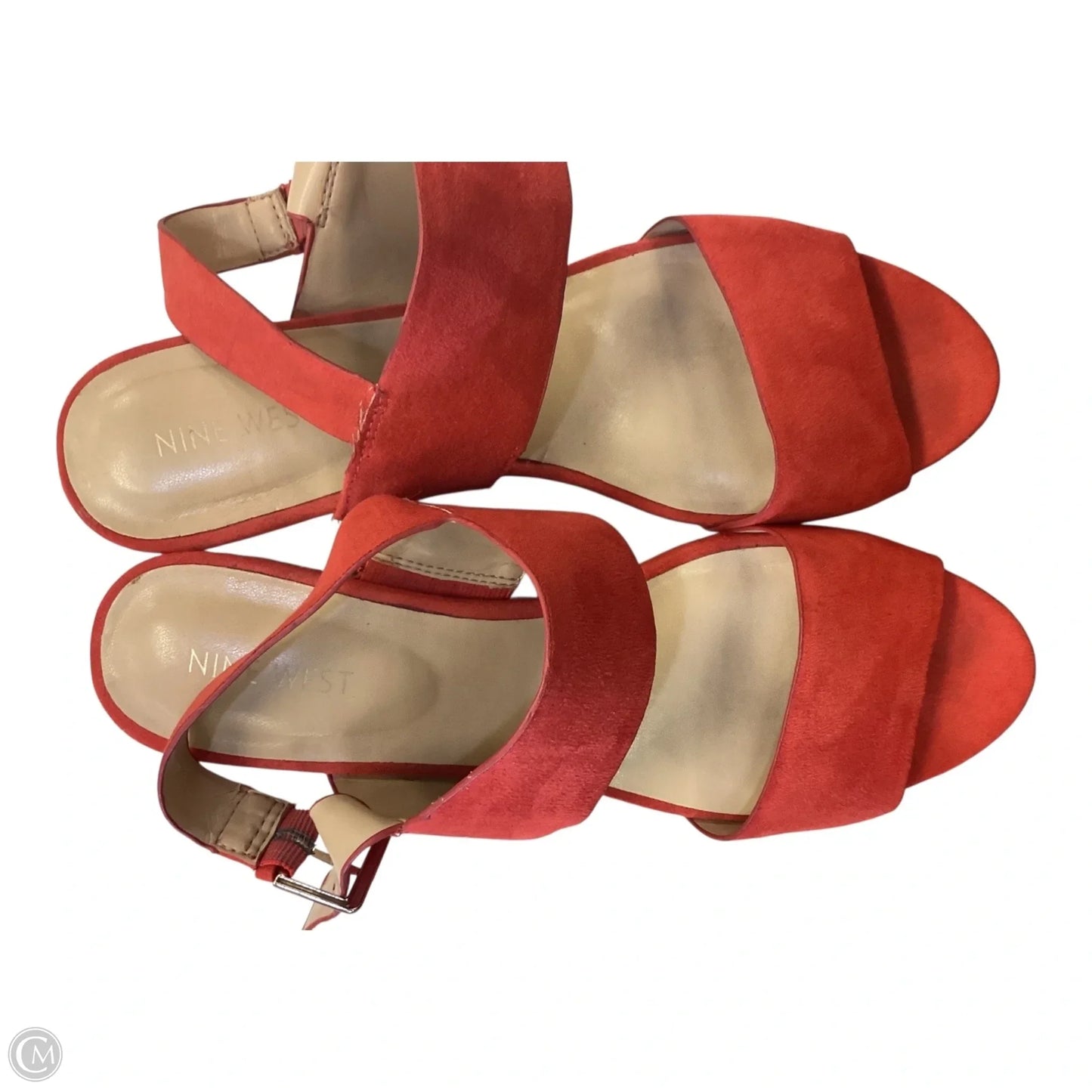 Sandals Heels Wedge By Nine West In Orange, Size: 10