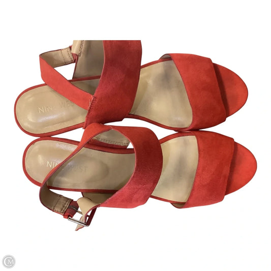Sandals Heels Wedge By Nine West In Orange, Size: 10