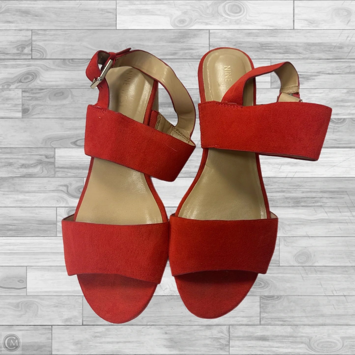 Sandals Heels Wedge By Nine West In Orange, Size: 10