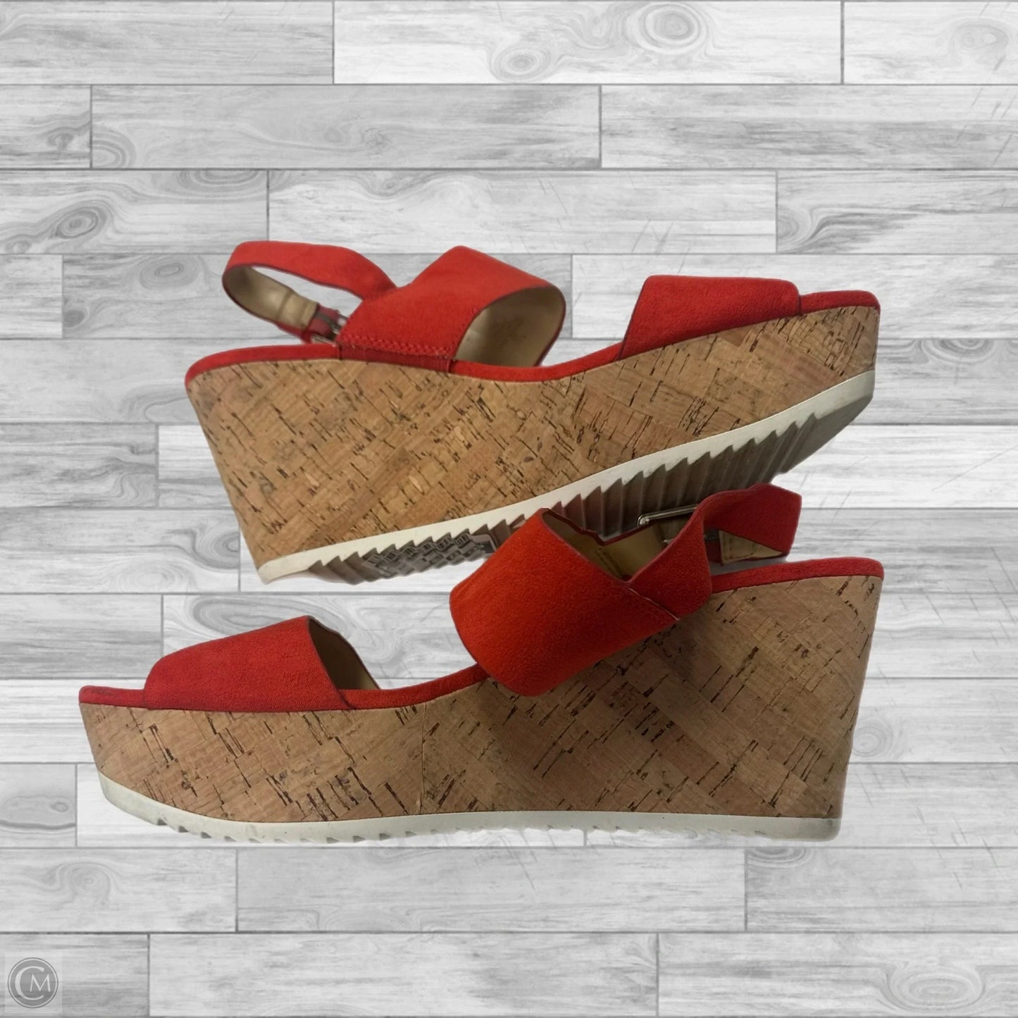 Sandals Heels Wedge By Nine West In Orange, Size: 10